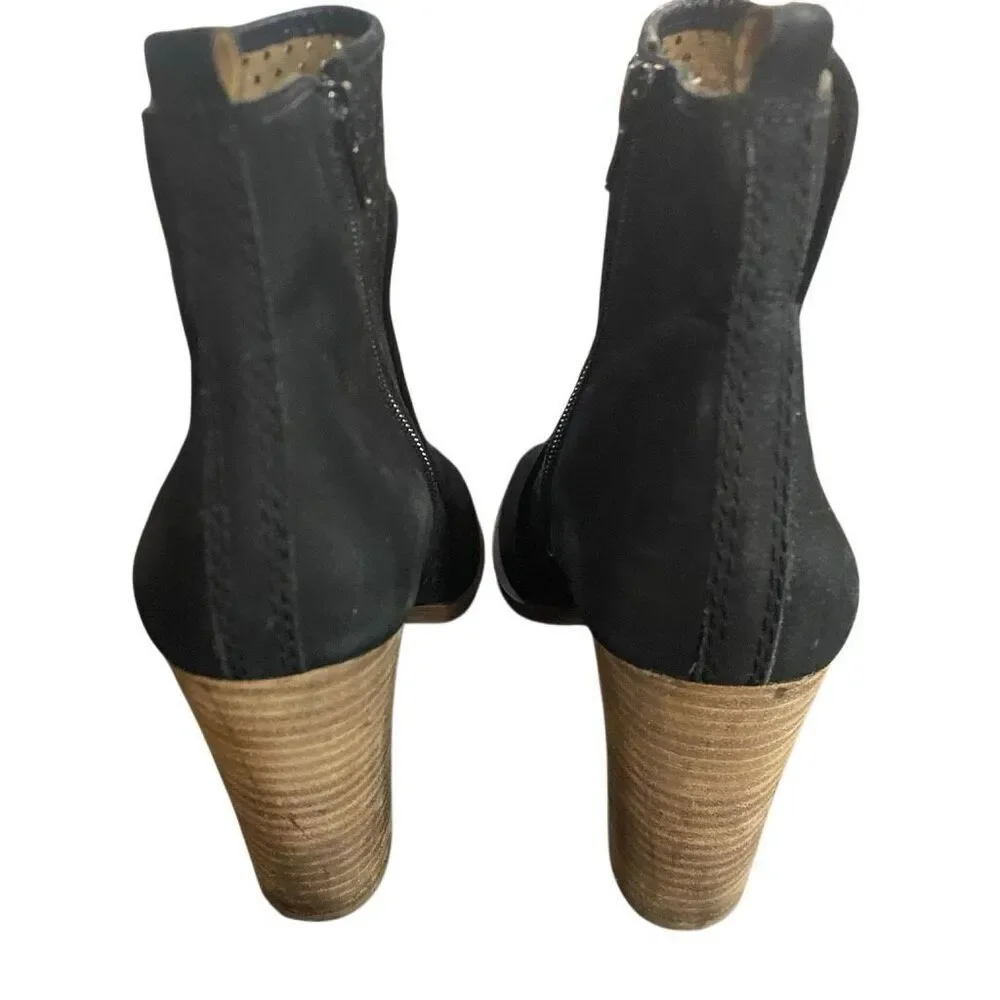 Lucky Brand Lakmeh black heeled boots open toe size 9M